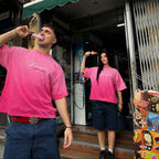 Pink sunfade ombre wash boxy fit t-shirt