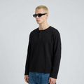 Black henley oversized waffle t-shirt