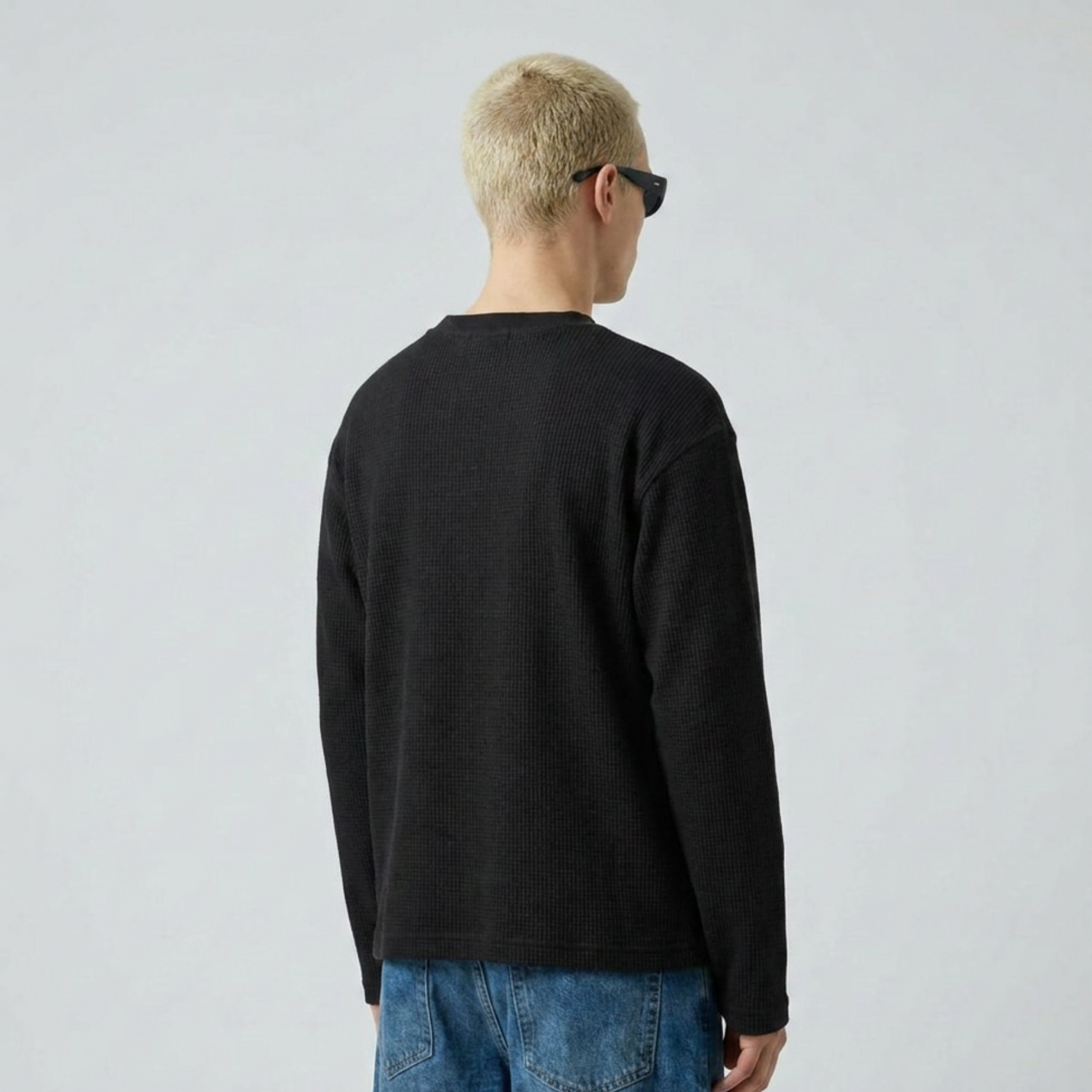 Black oversized waffle t-shirt