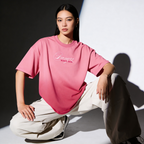 Pink sunfade ombre wash boxy fit t-shirt