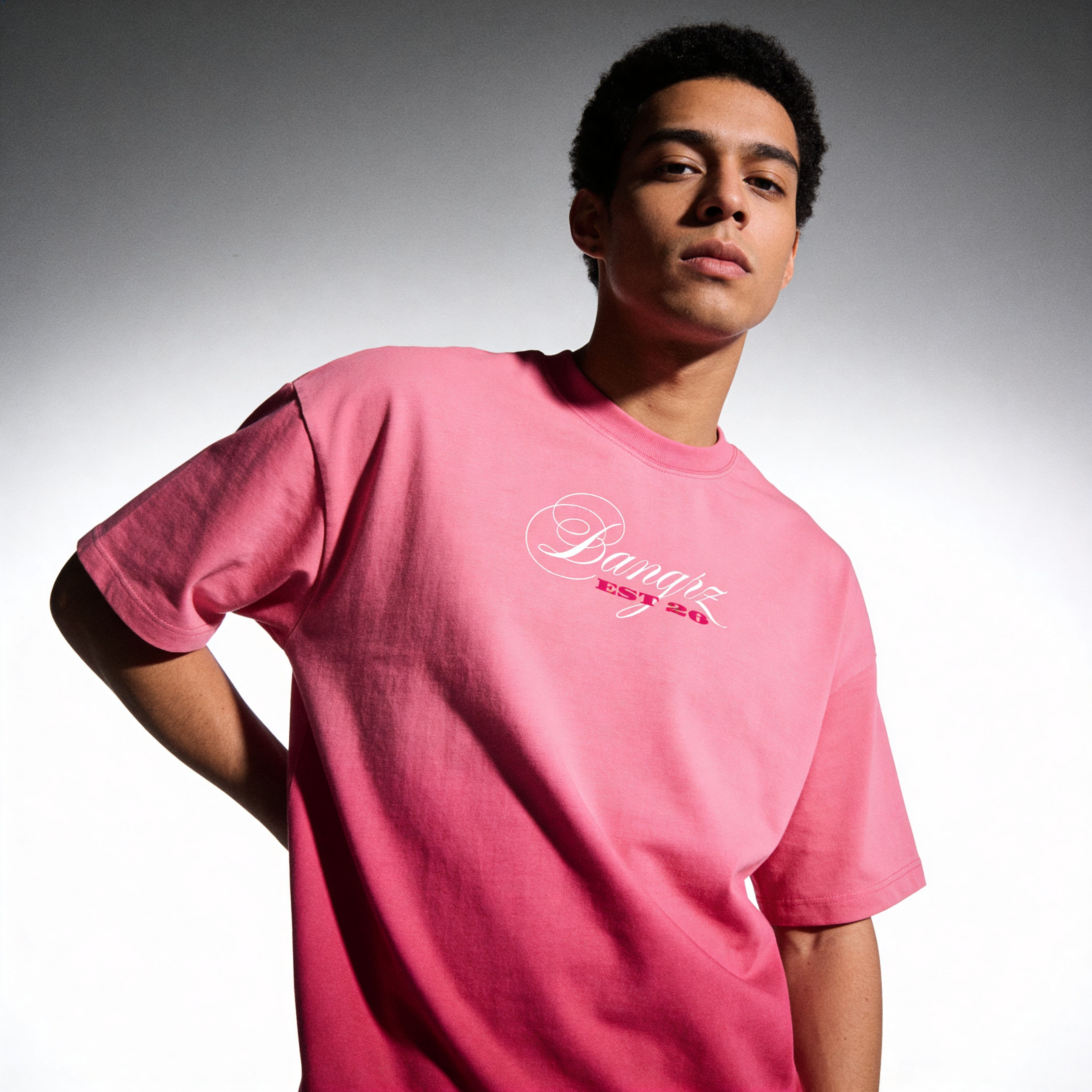 Pink sunfade ombre wash boxy fit t-shirt