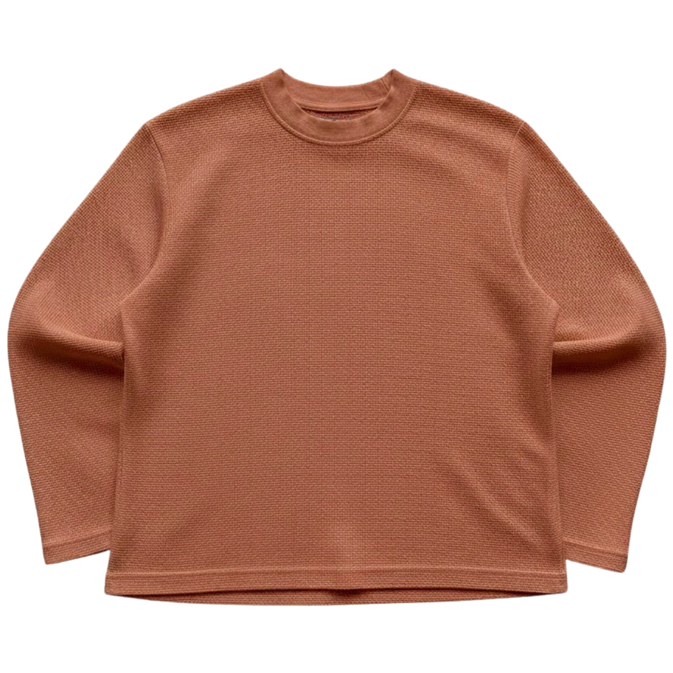 Brown waffle knit oversized full-sleeve Front Design
